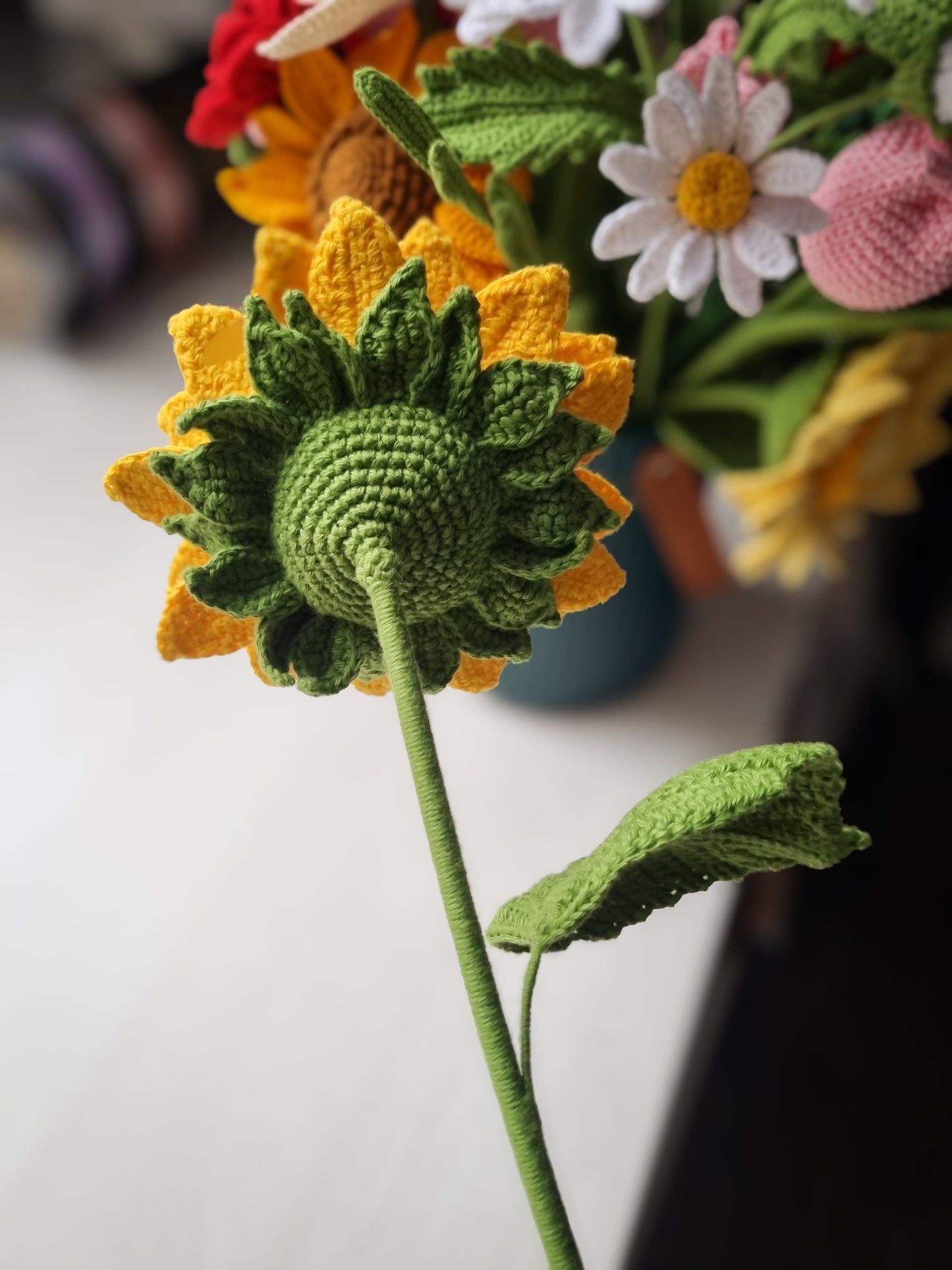 Crocheted sunflower