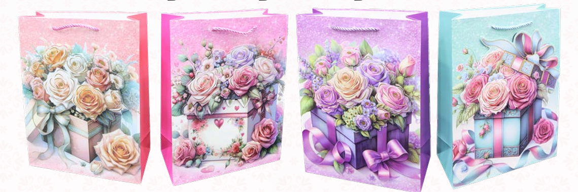 Bolsa de regalo flores alto relieve xl - Paquete