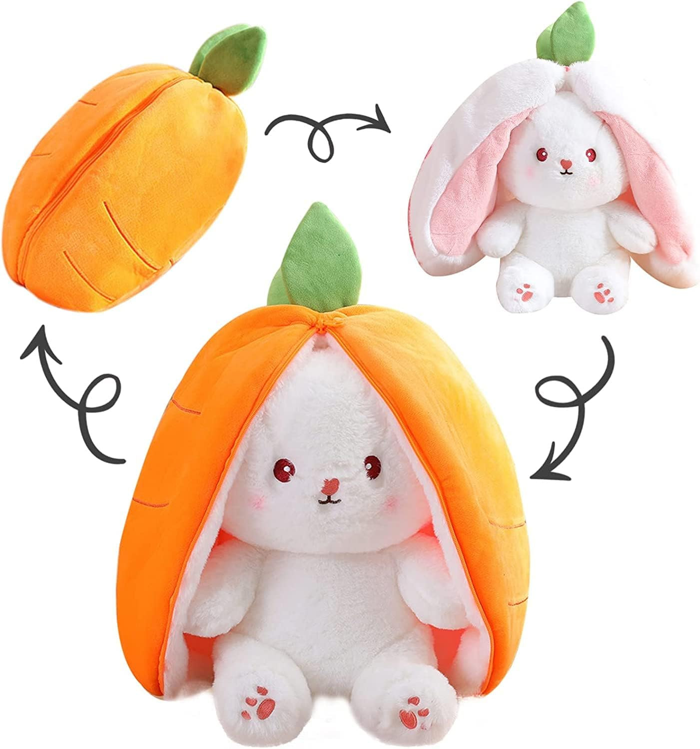 Conejo zanahoria con cierre reversible 20 cm