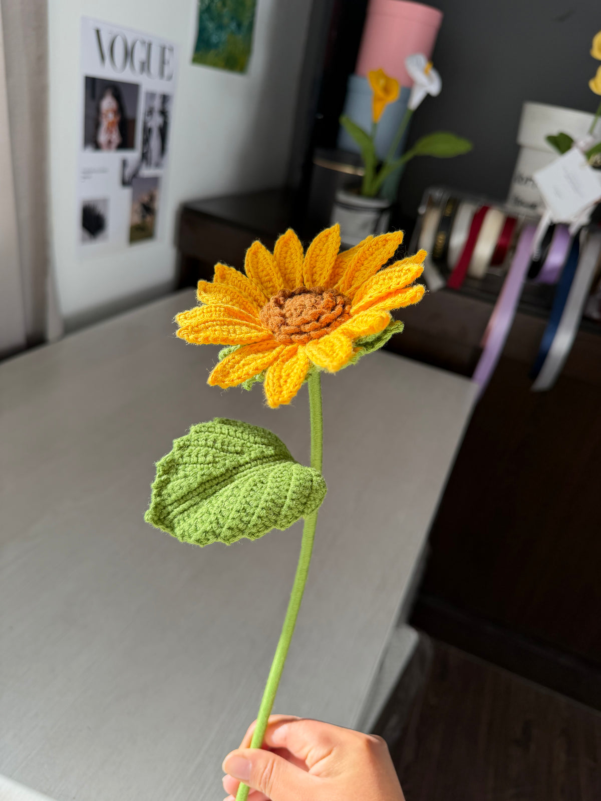 Patrón mini girasol | PDF + videotutorial de tejido (S/30.00 soles)