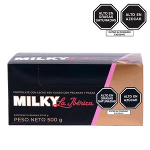 Milky con pecanas y pasas 10 pzs de 50 g