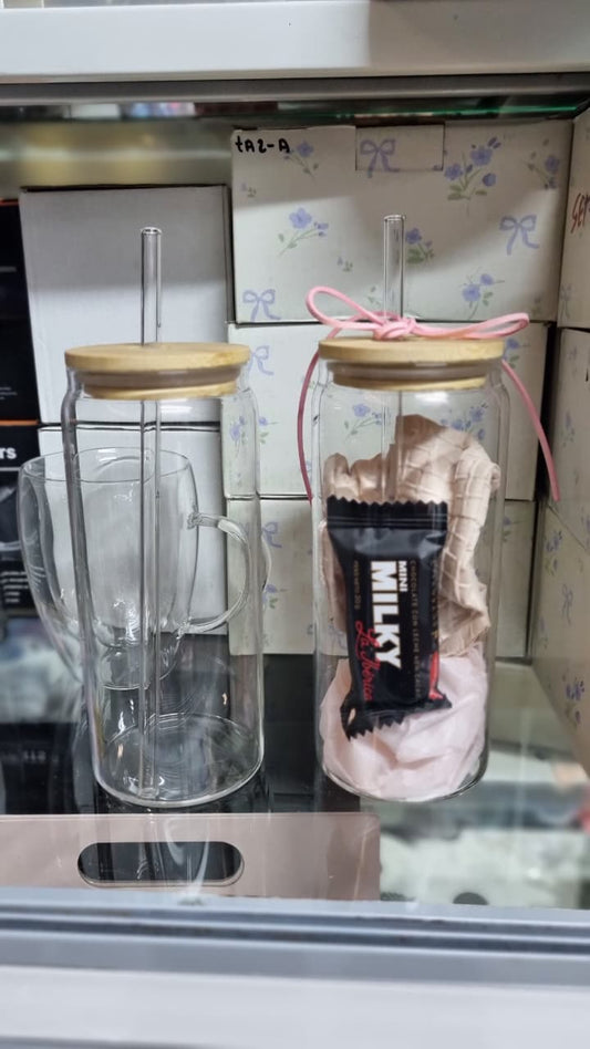 Vaso con tapa de bambu
