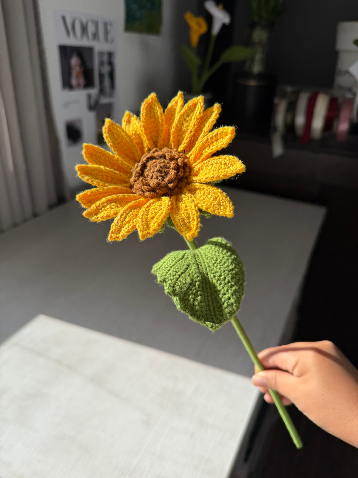 Patrón mini girasol | PDF + videotutorial de tejido (S/30.00 soles)