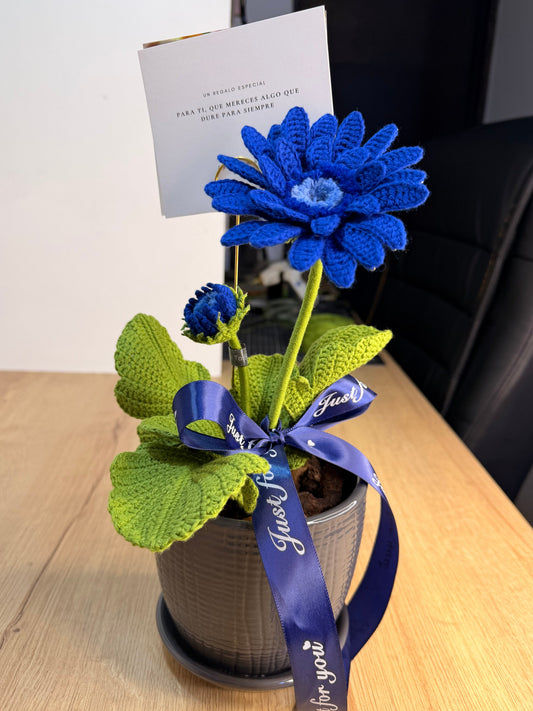 Crocheted potted gerbera