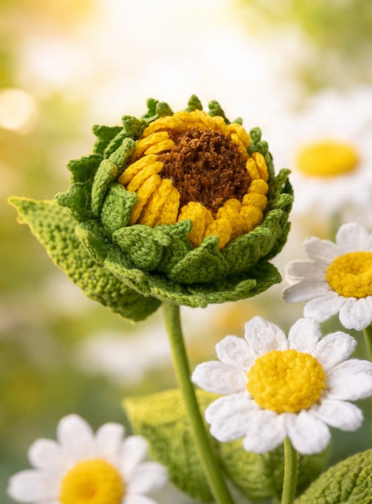 Patrón Botón de girasol realista | PDF + videotutorial