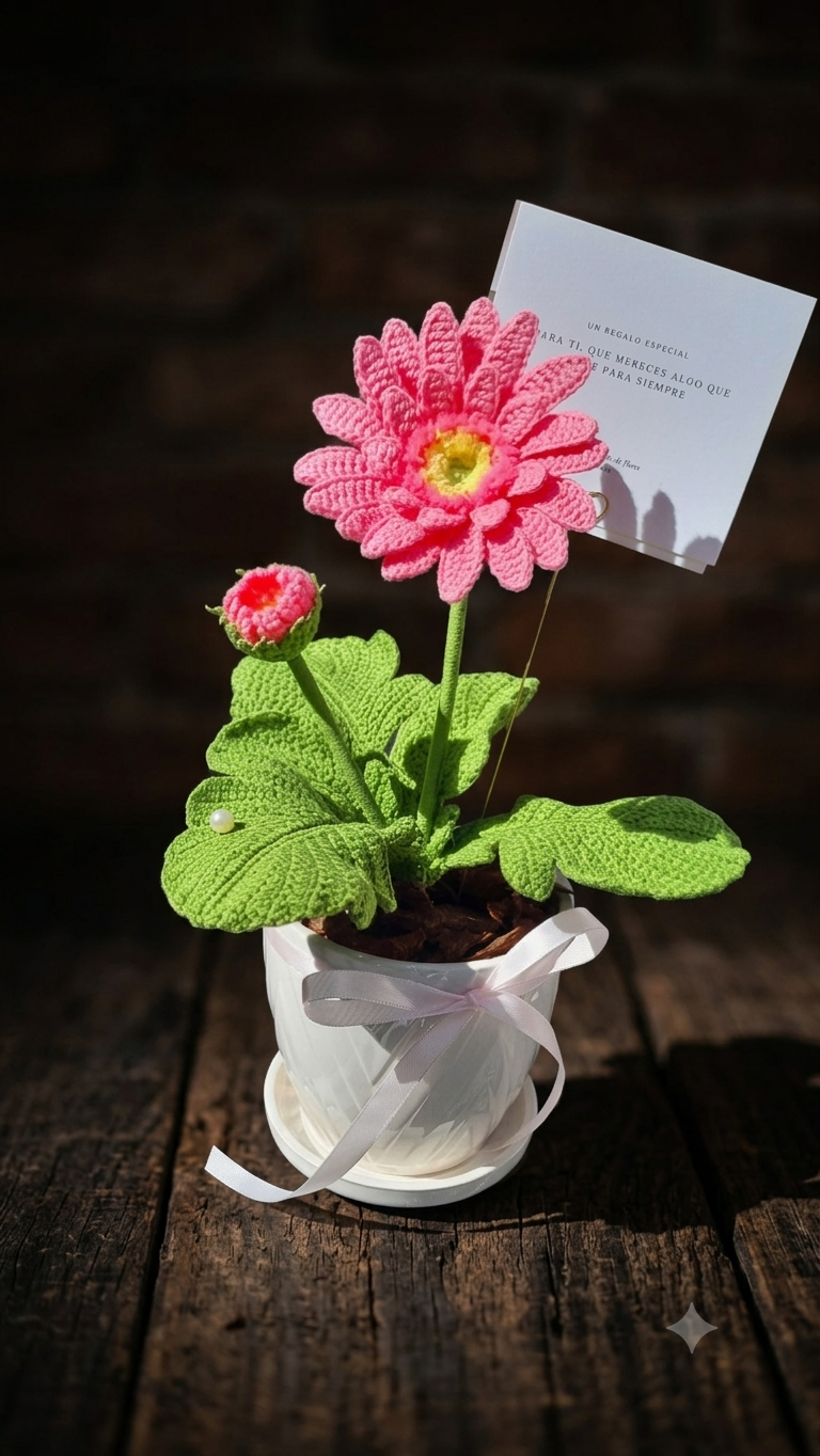 Patrón Gerbera realista | PDF + videotutorial de tejido