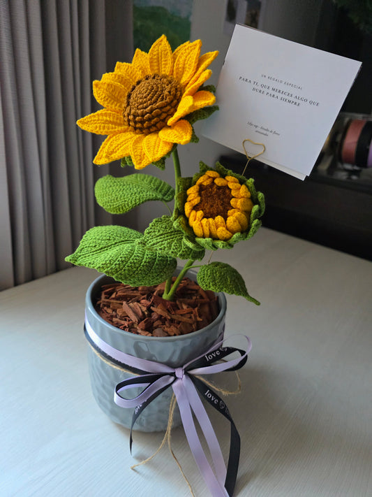 Golden Days - Crochet sunflower in a pot