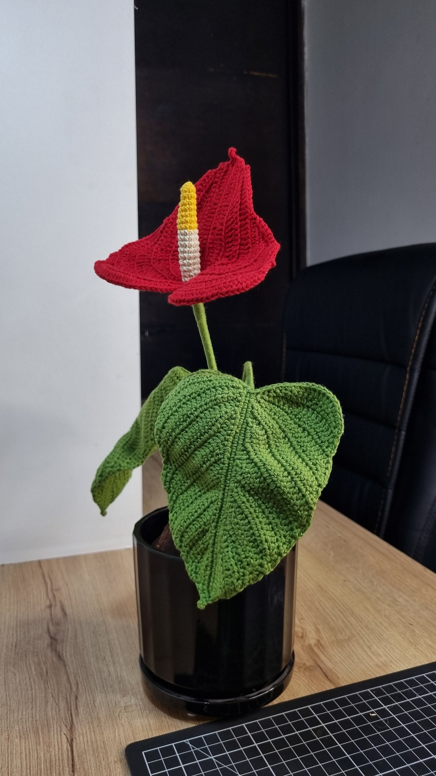 Crocheted Anthurium in Pot